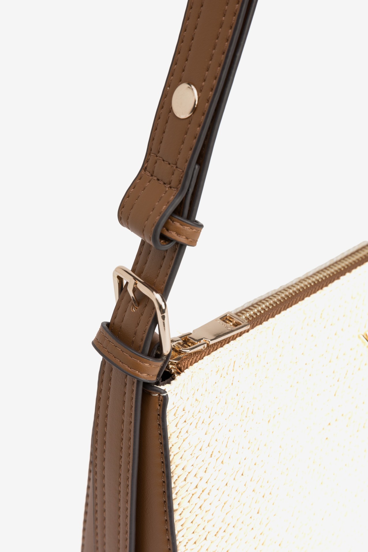 Beige Textured Shoulder Bag