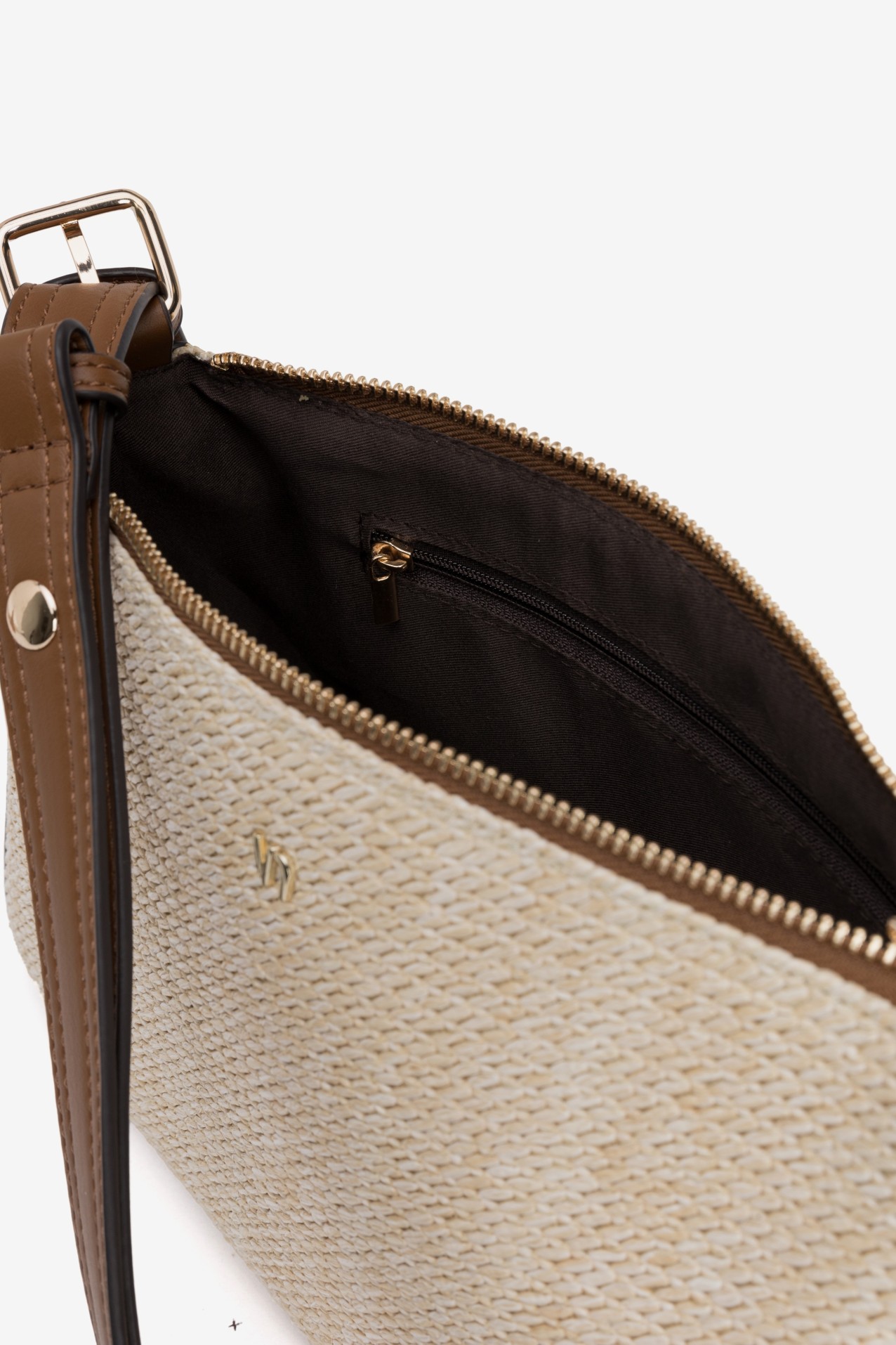 Beige Textured Shoulder Bag