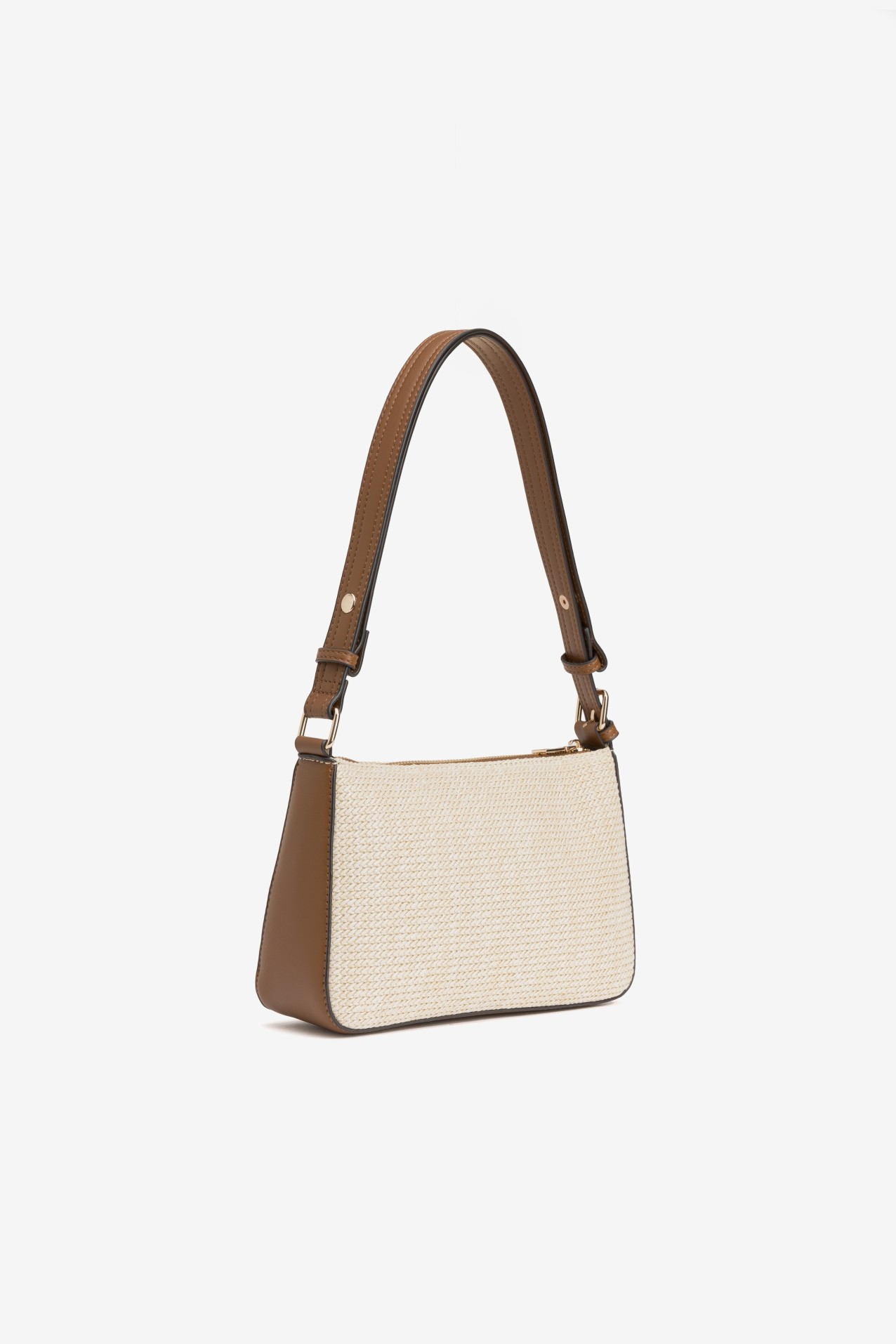 Beige Textured Shoulder Bag