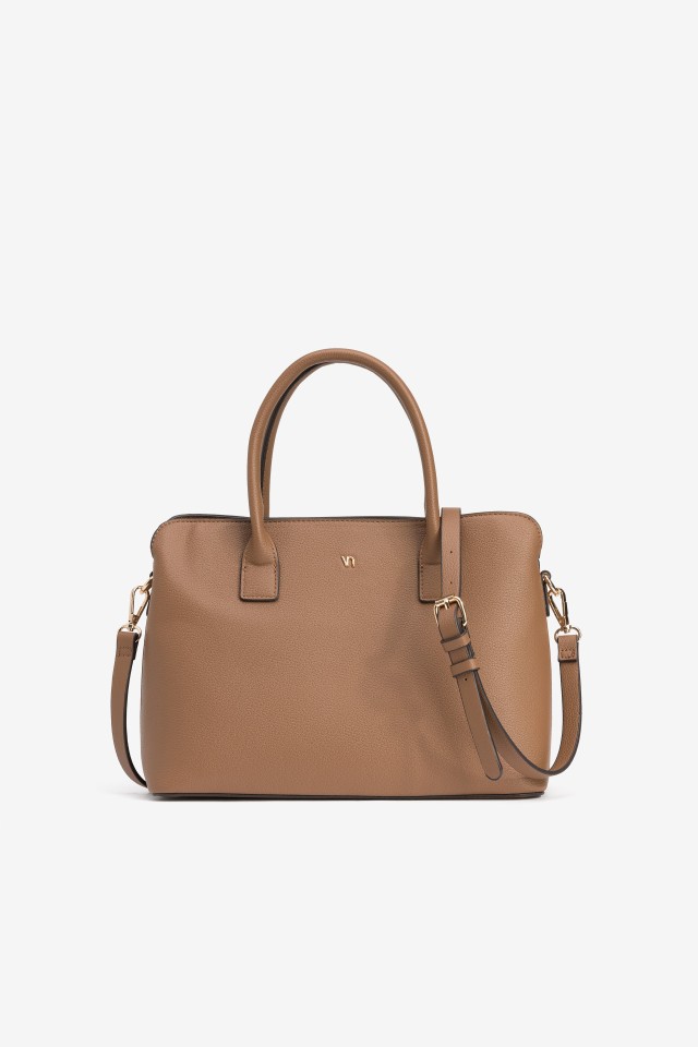 Brown Structured Tote Bag