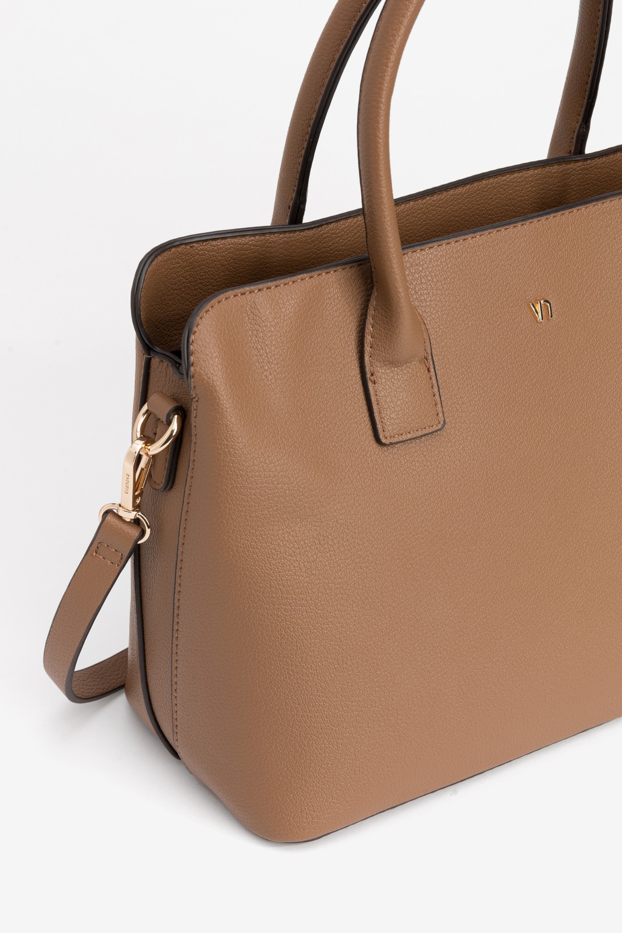 Brown Structured Tote Bag