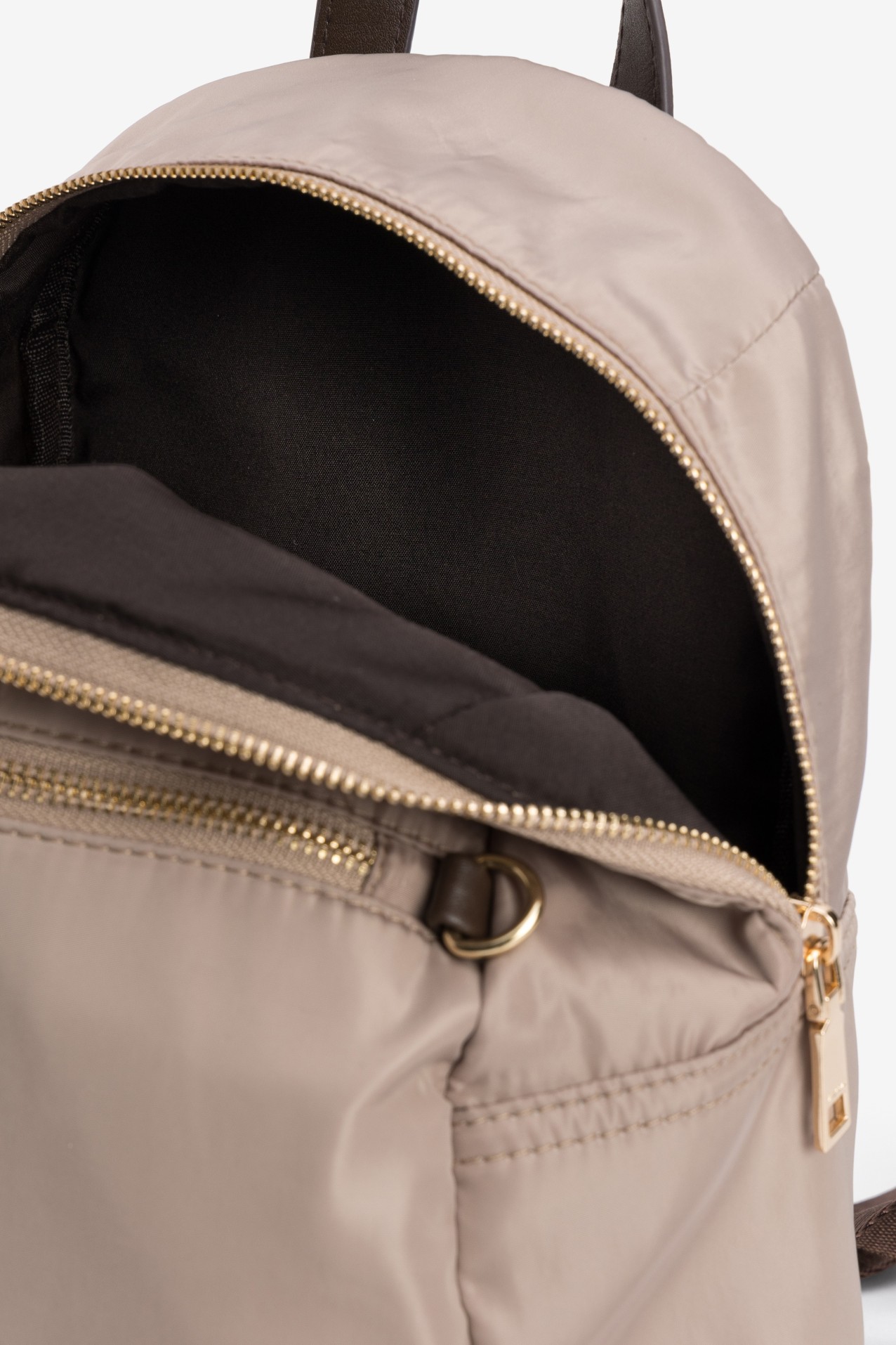 Beige Backpack With Zip Details