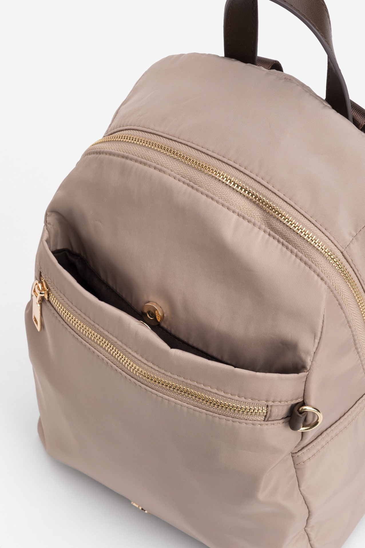 Beige Backpack With Zip Details