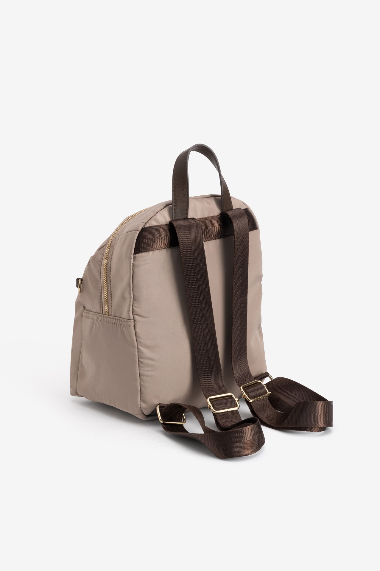 Beige Backpack With Zip Details