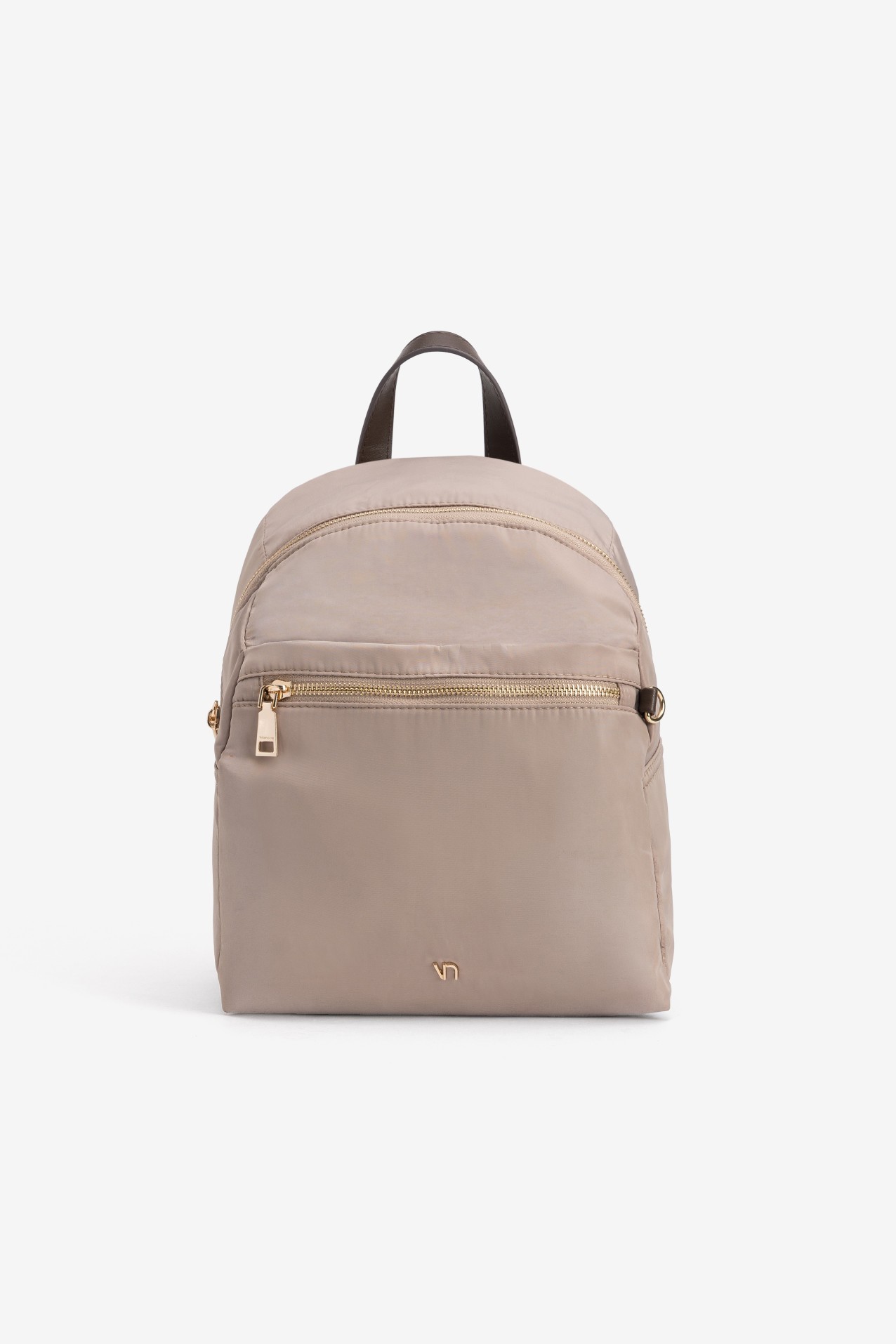Beige Backpack With Zip Details