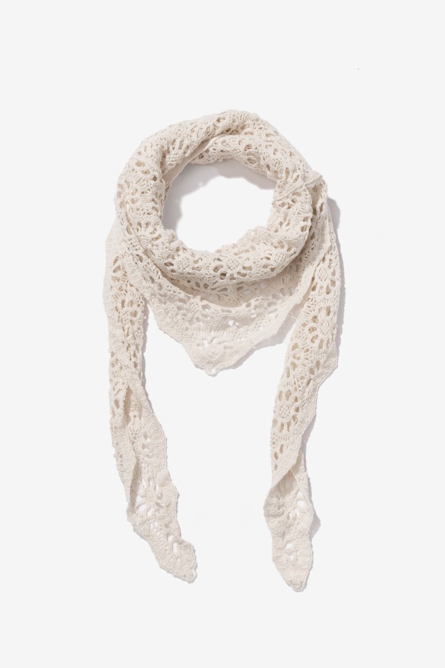 Beige Crochet Lace Scarf