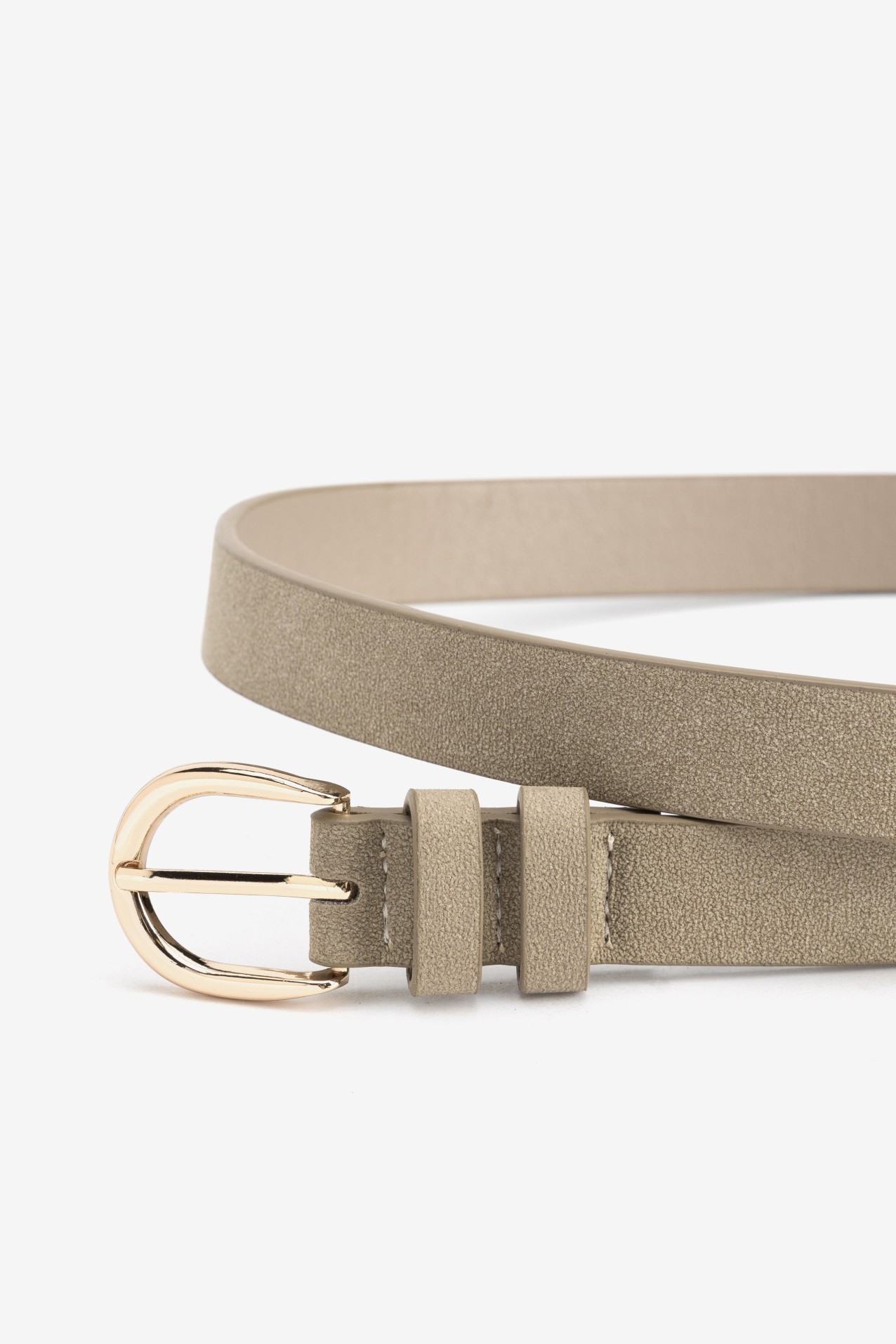 Beige Slim Minimalist Belt