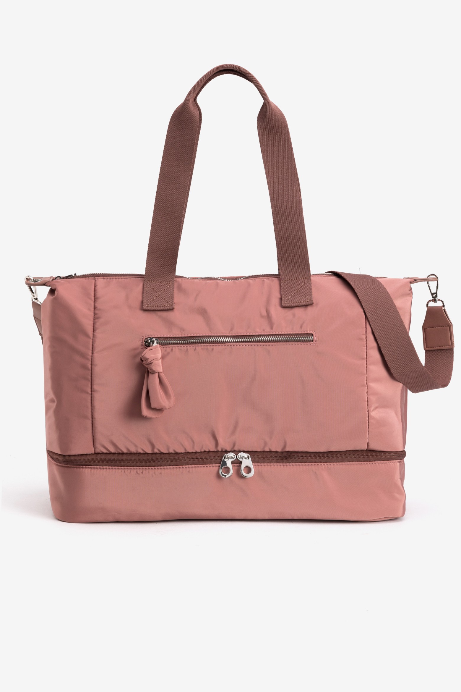 Pink wide bag with zips