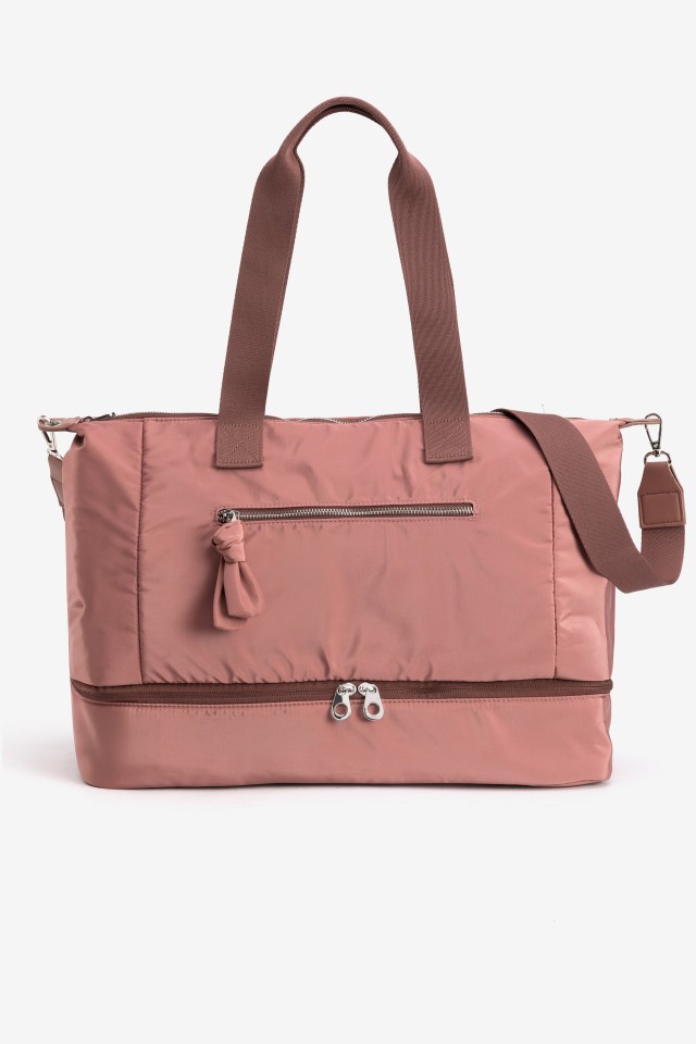Pink wide bag with zips