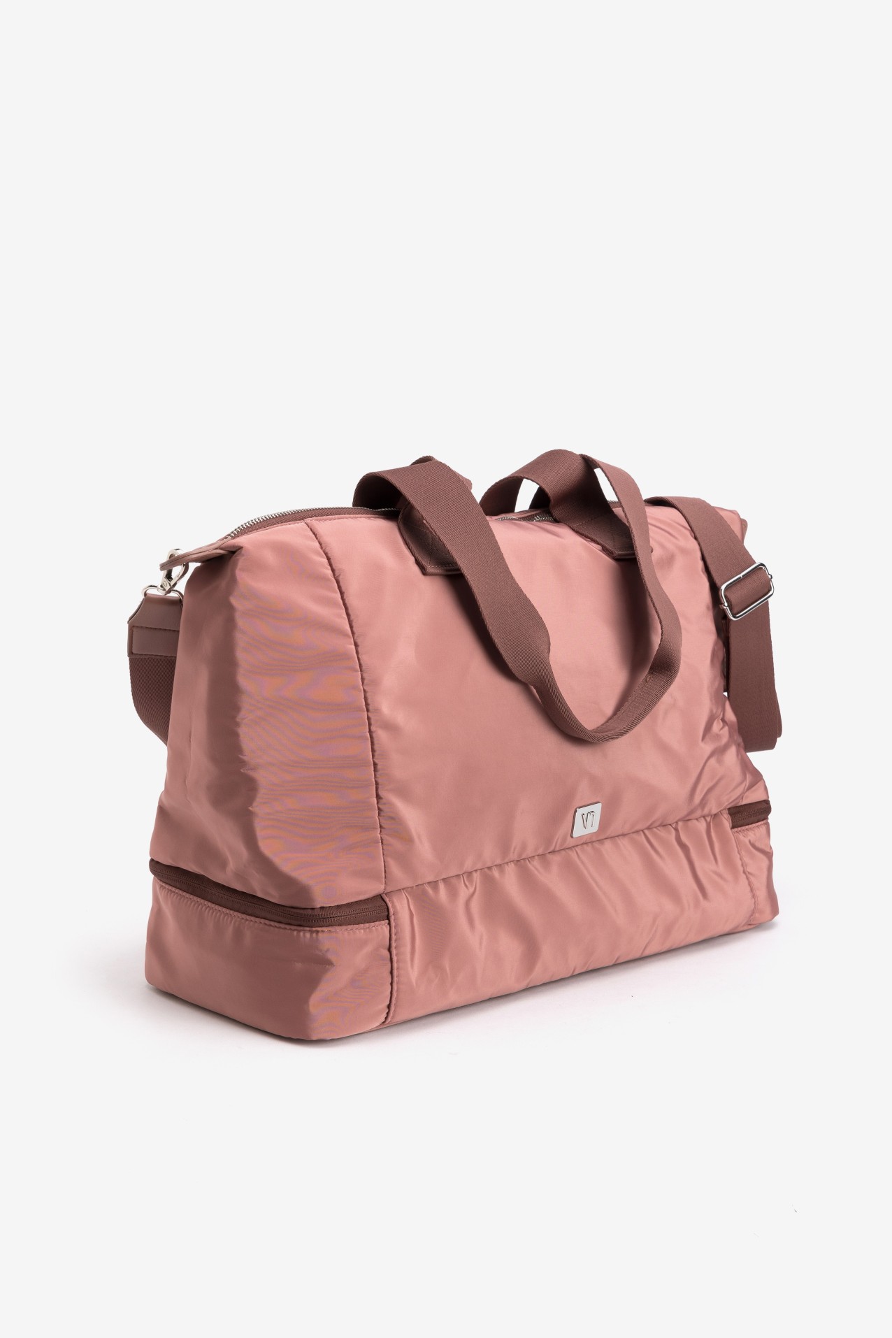 Pink wide bag with zips