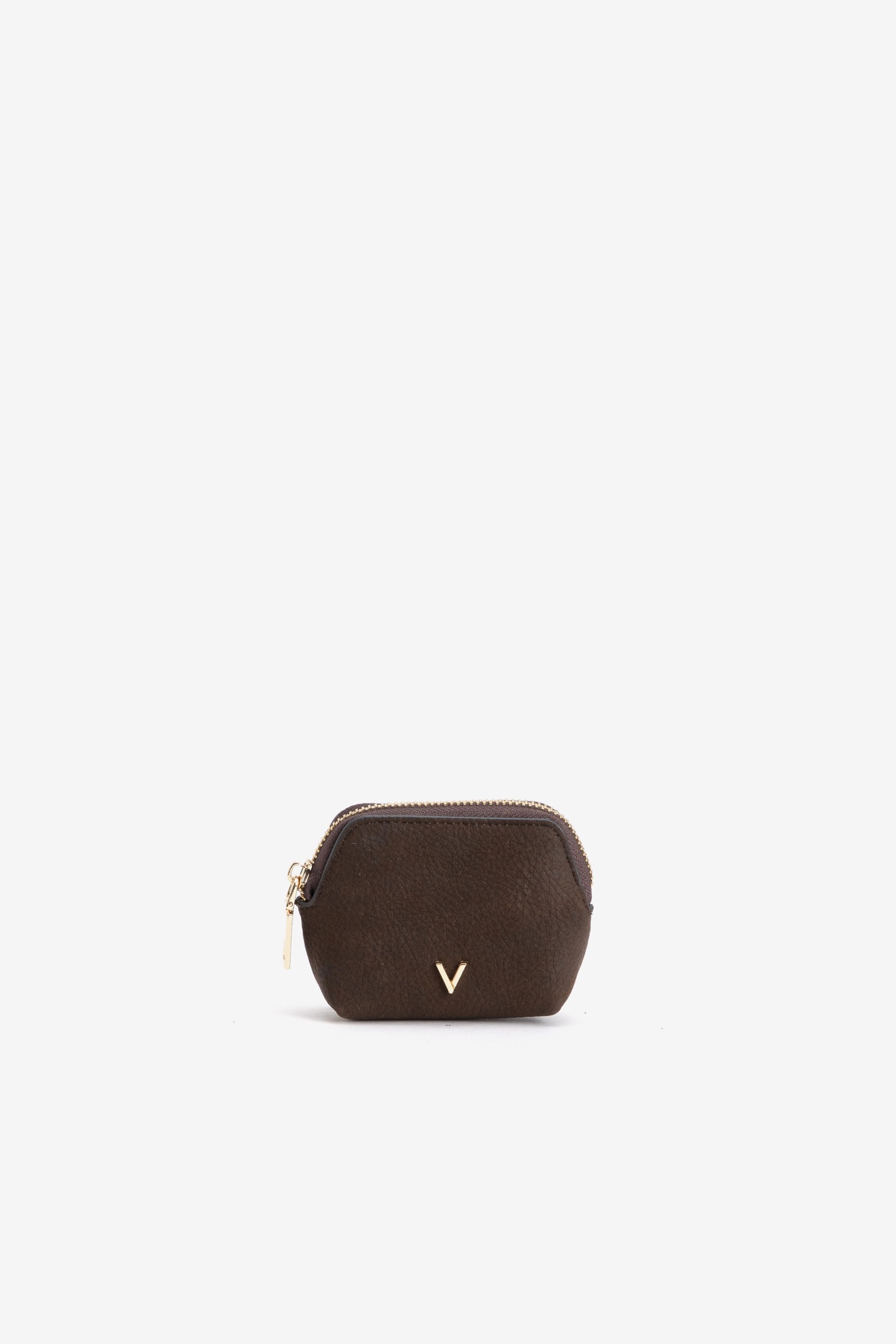 Porta-moedas castanho compacto