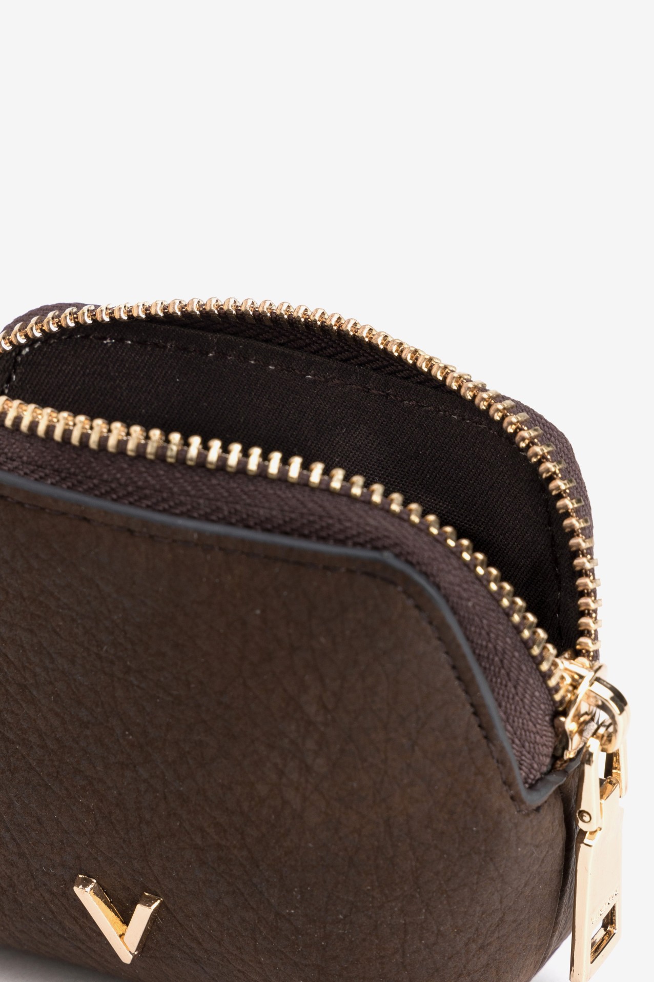 Porta-moedas castanho compacto
