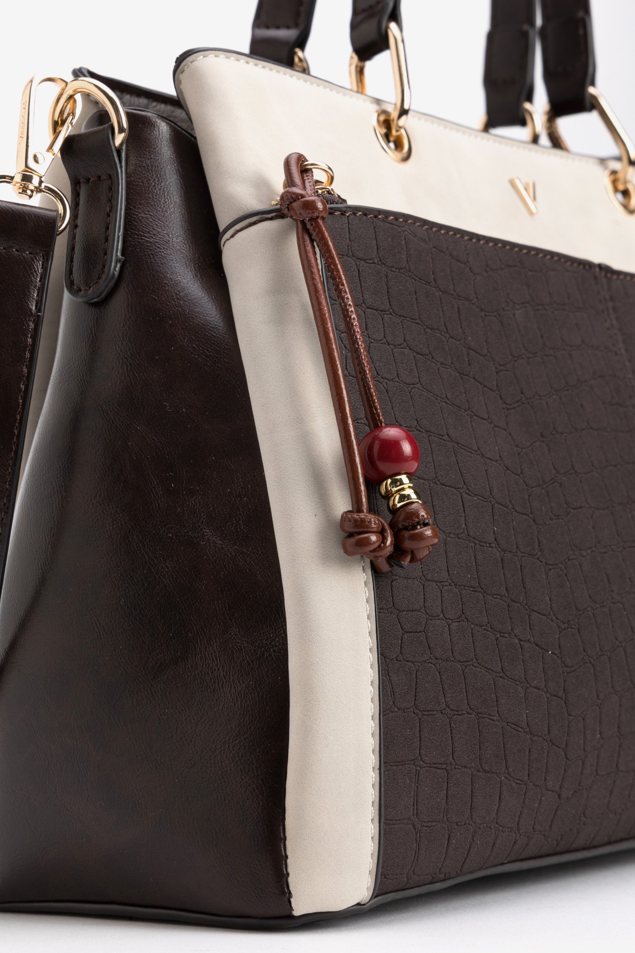 Bolso ancho marr�n croco