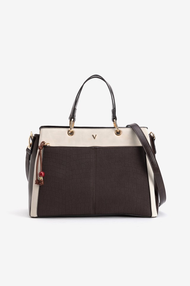 Brown and Cream Structured Bag