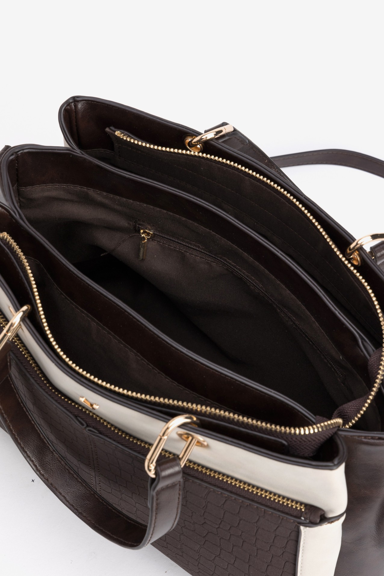 Bolso ancho marr�n croco
