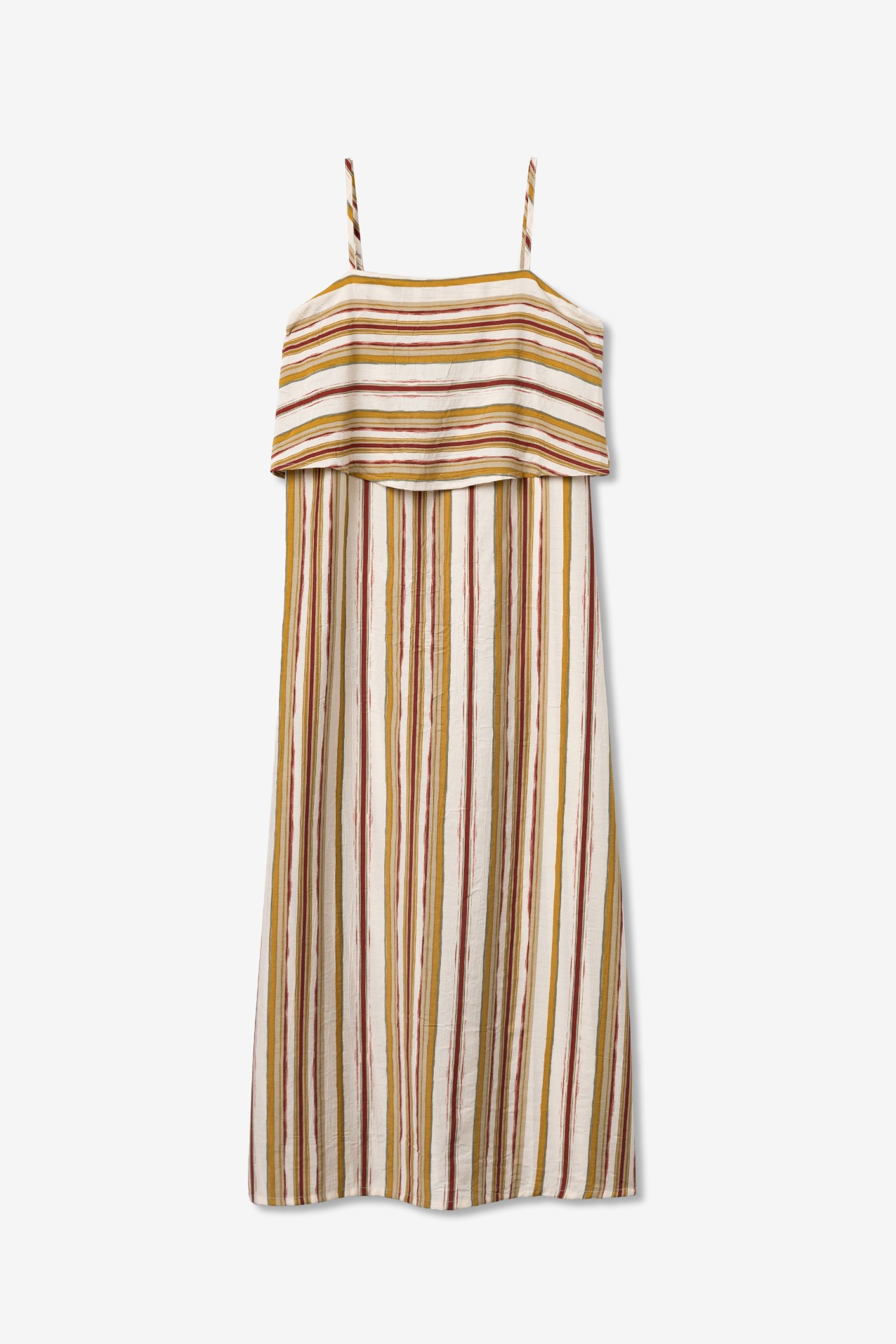 Beige Striped Midi Dress