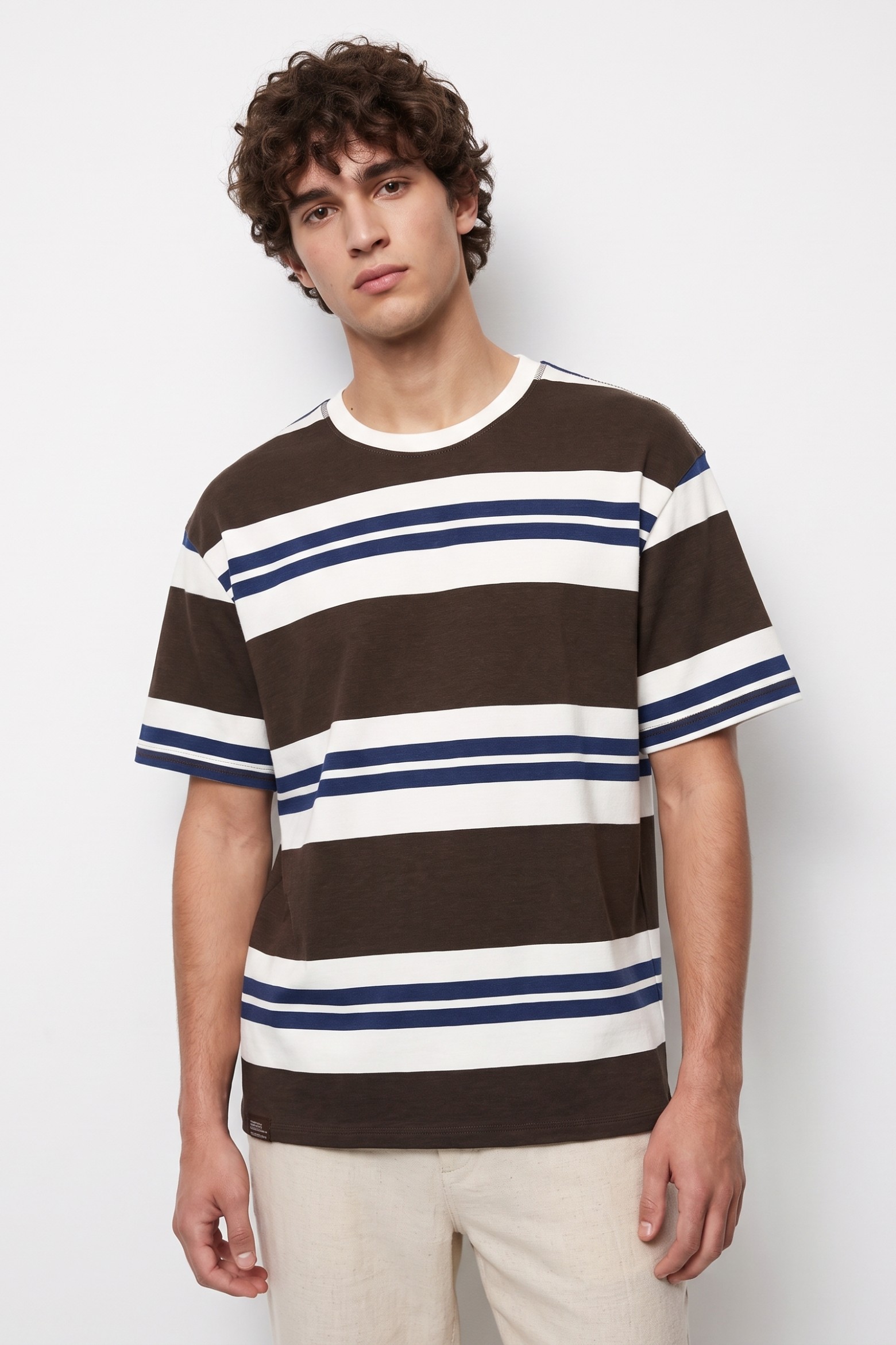 Camiseta rayas marrón relaxed