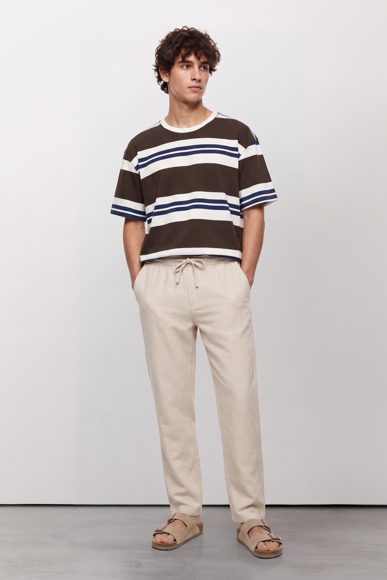Camiseta rayas marr�n relaxed
