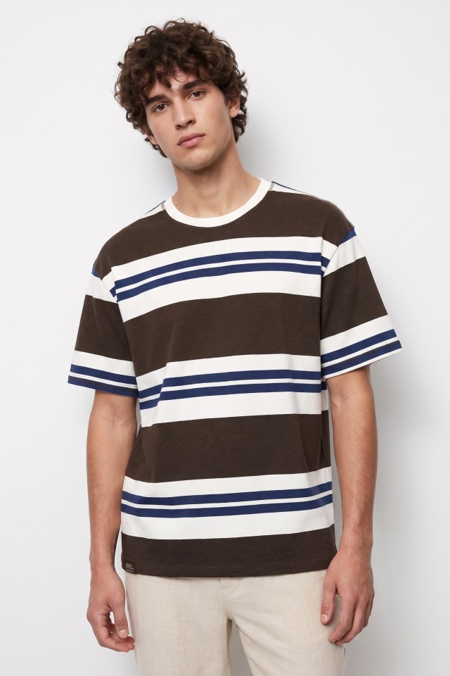 Brown Striped Relaxed T-shirt