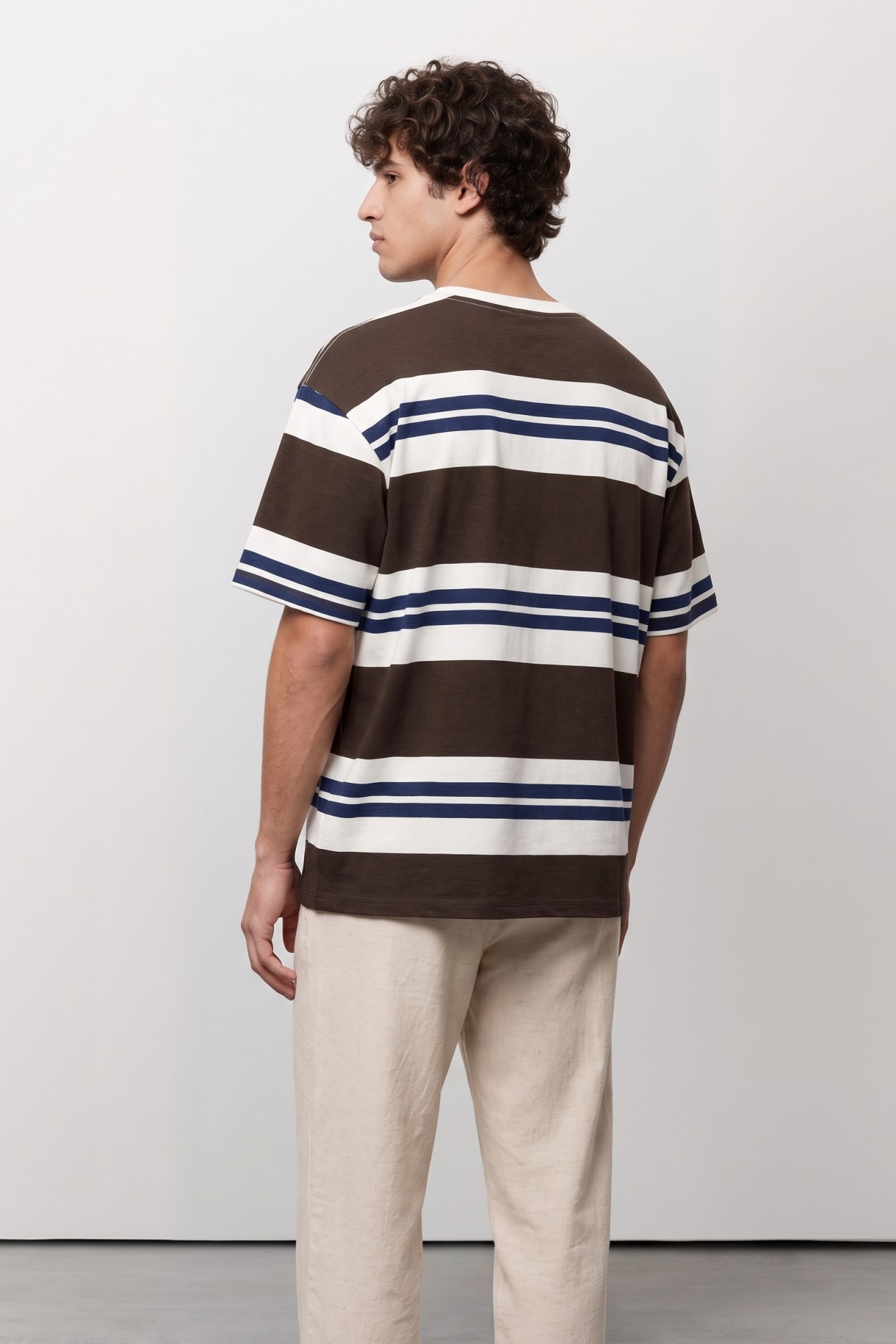 Camiseta rayas marr�n relaxed