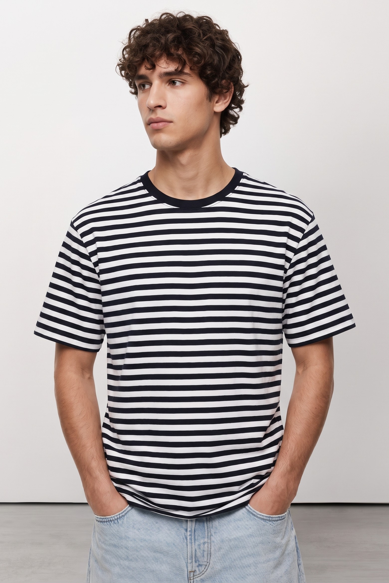 Navy Striped Regular T-shirt