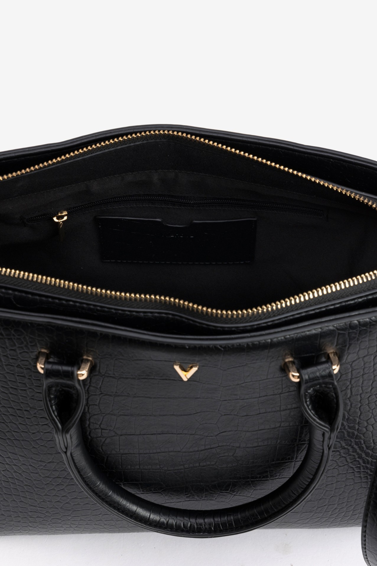 Black Croc Effect Handbag