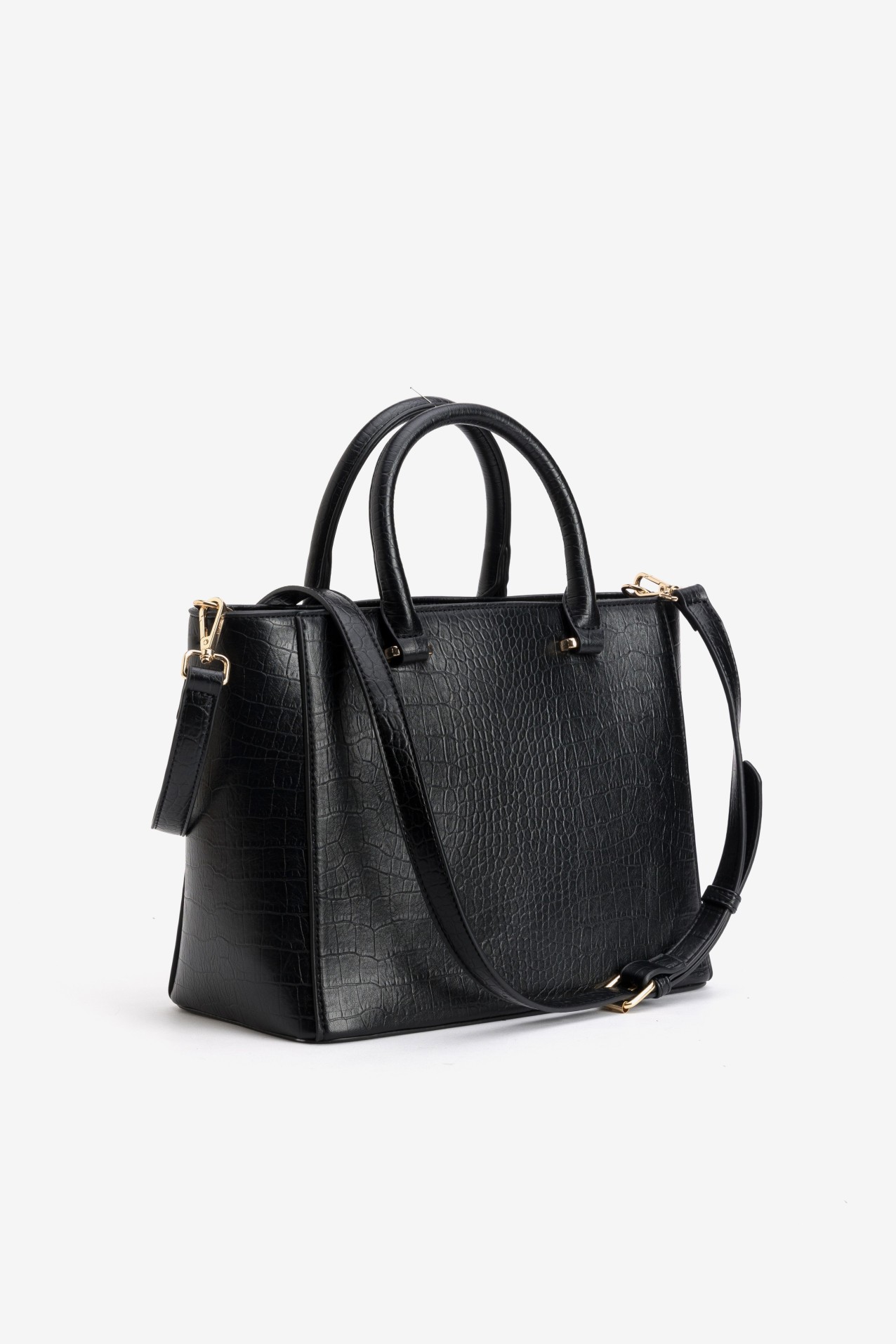 Black Croc Effect Handbag