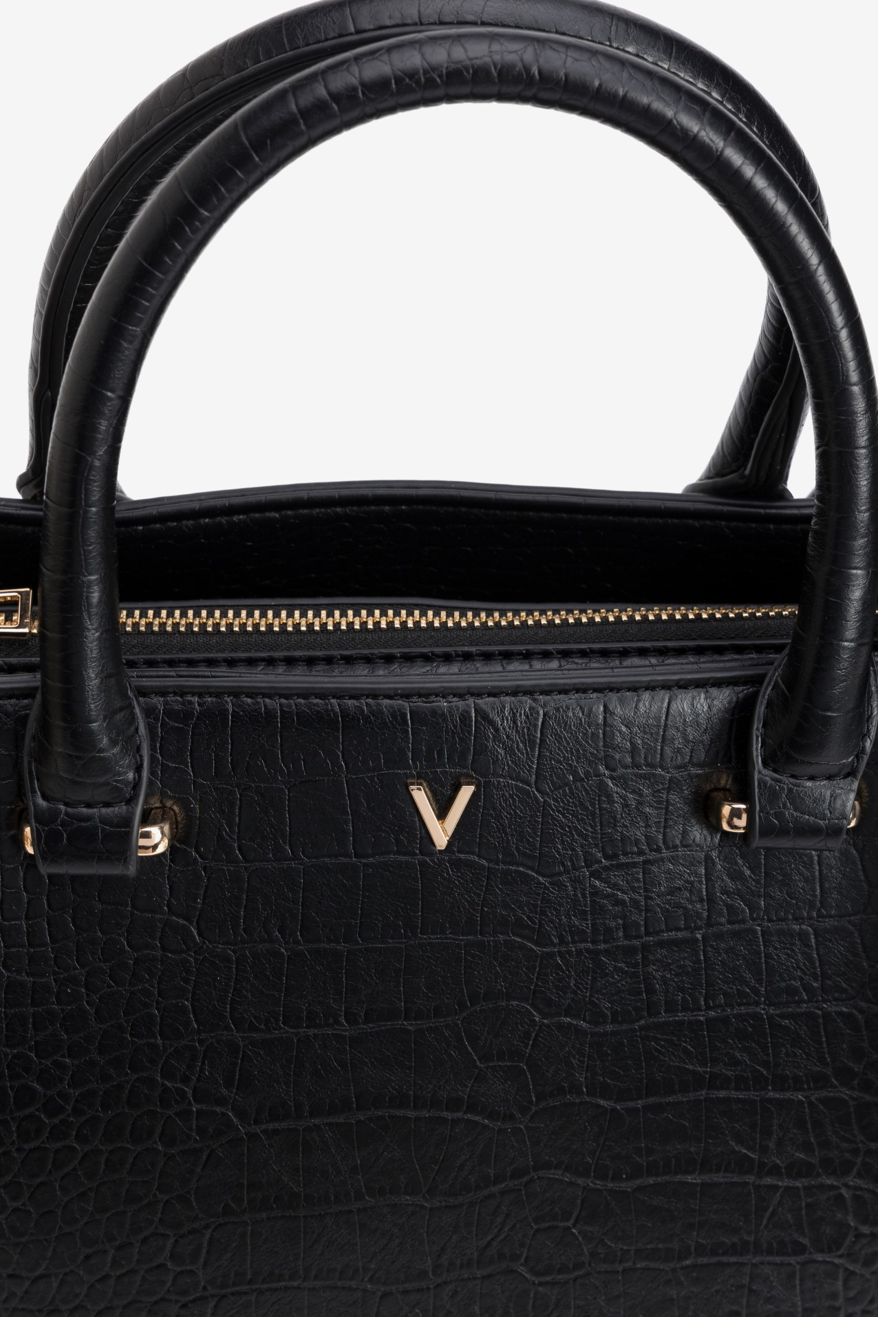 Black Croc Effect Handbag