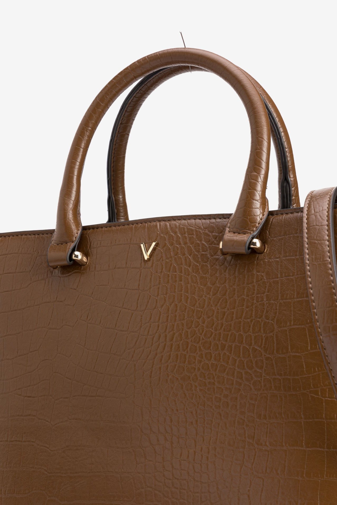 Brown Croc-Effect Handbag