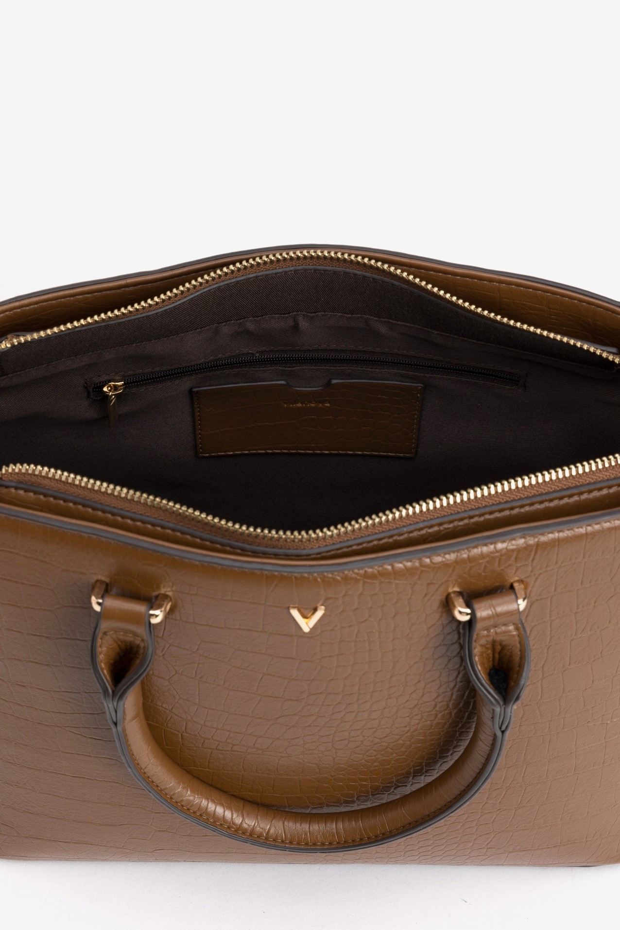 Brown Croc-Effect Handbag