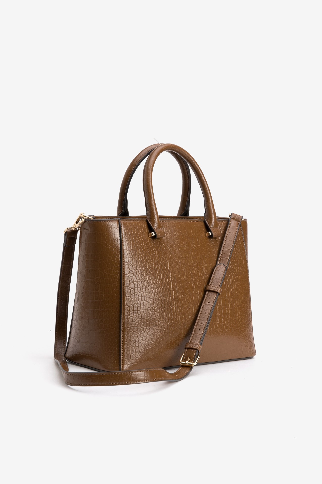 Brown Croc-Effect Handbag