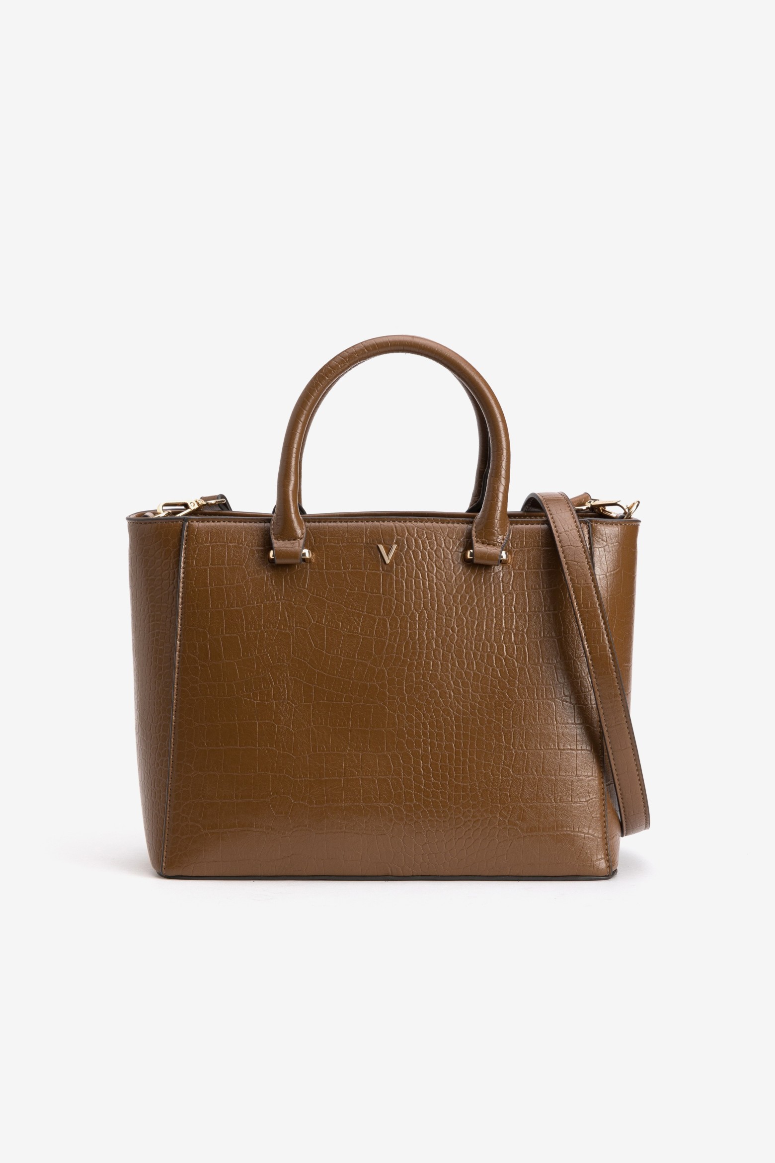 Brown Croc-Effect Handbag