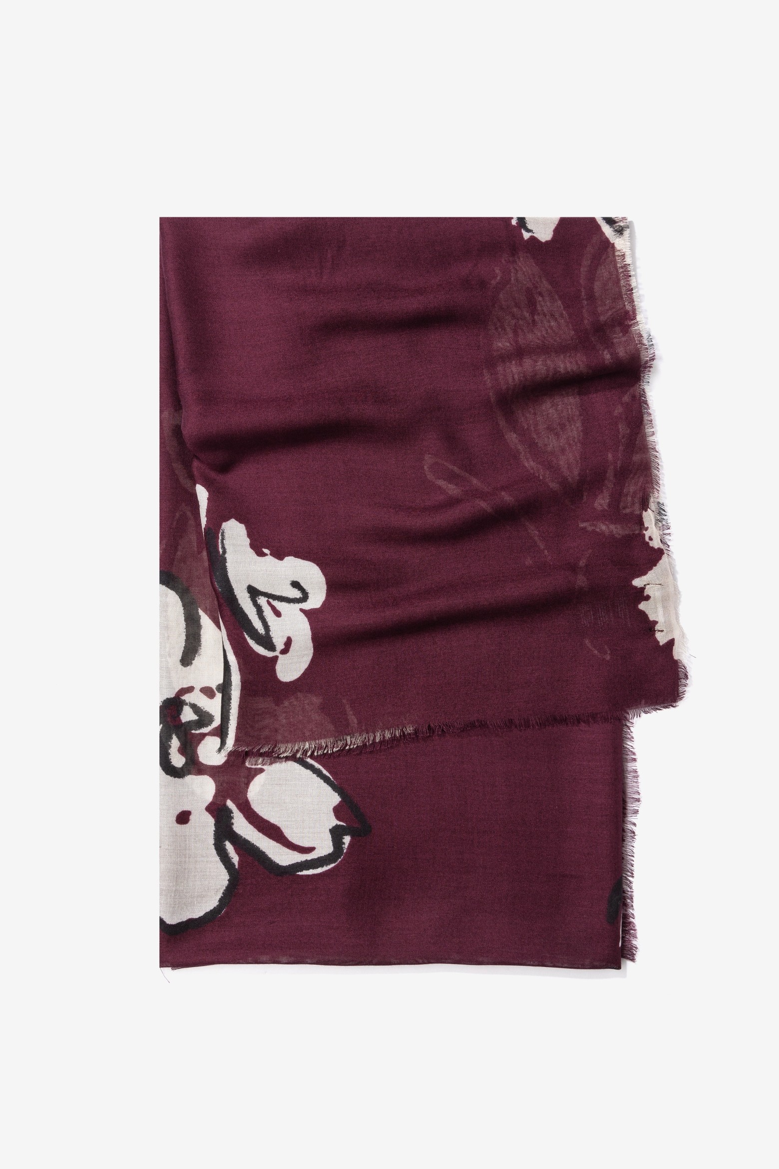 Pañuelo burdeos floral maxi