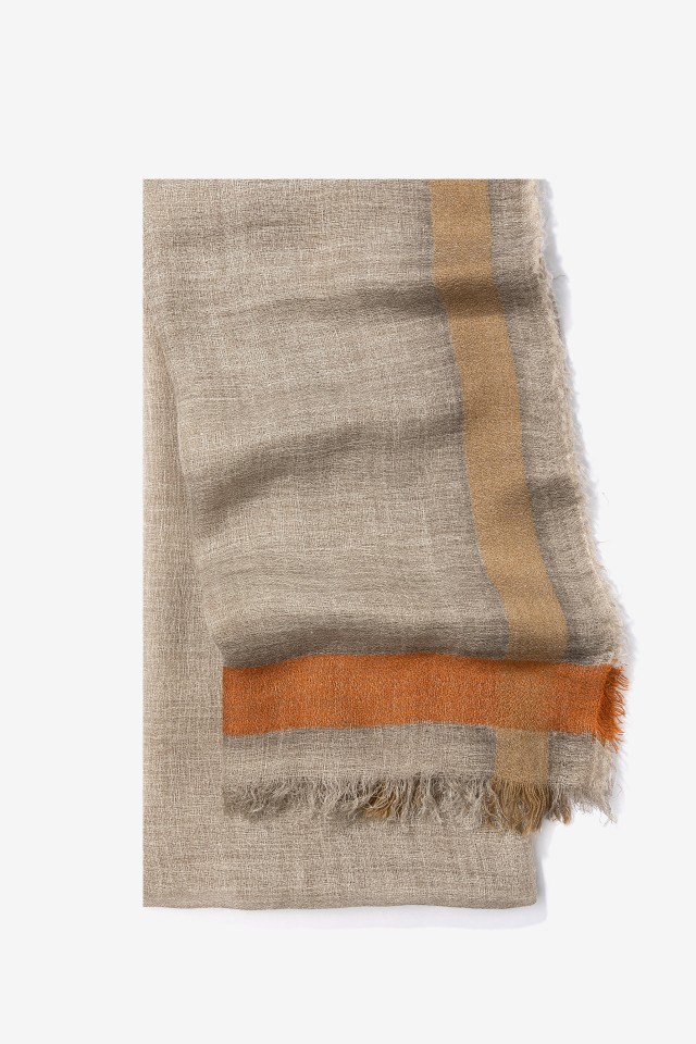 Beige Scarf With Color Stripes