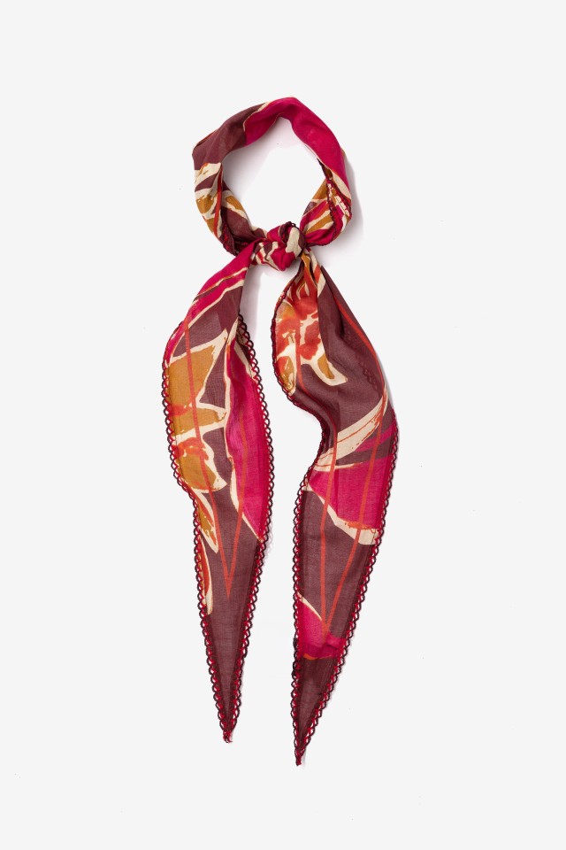 Red Patterned Skinny Bandana