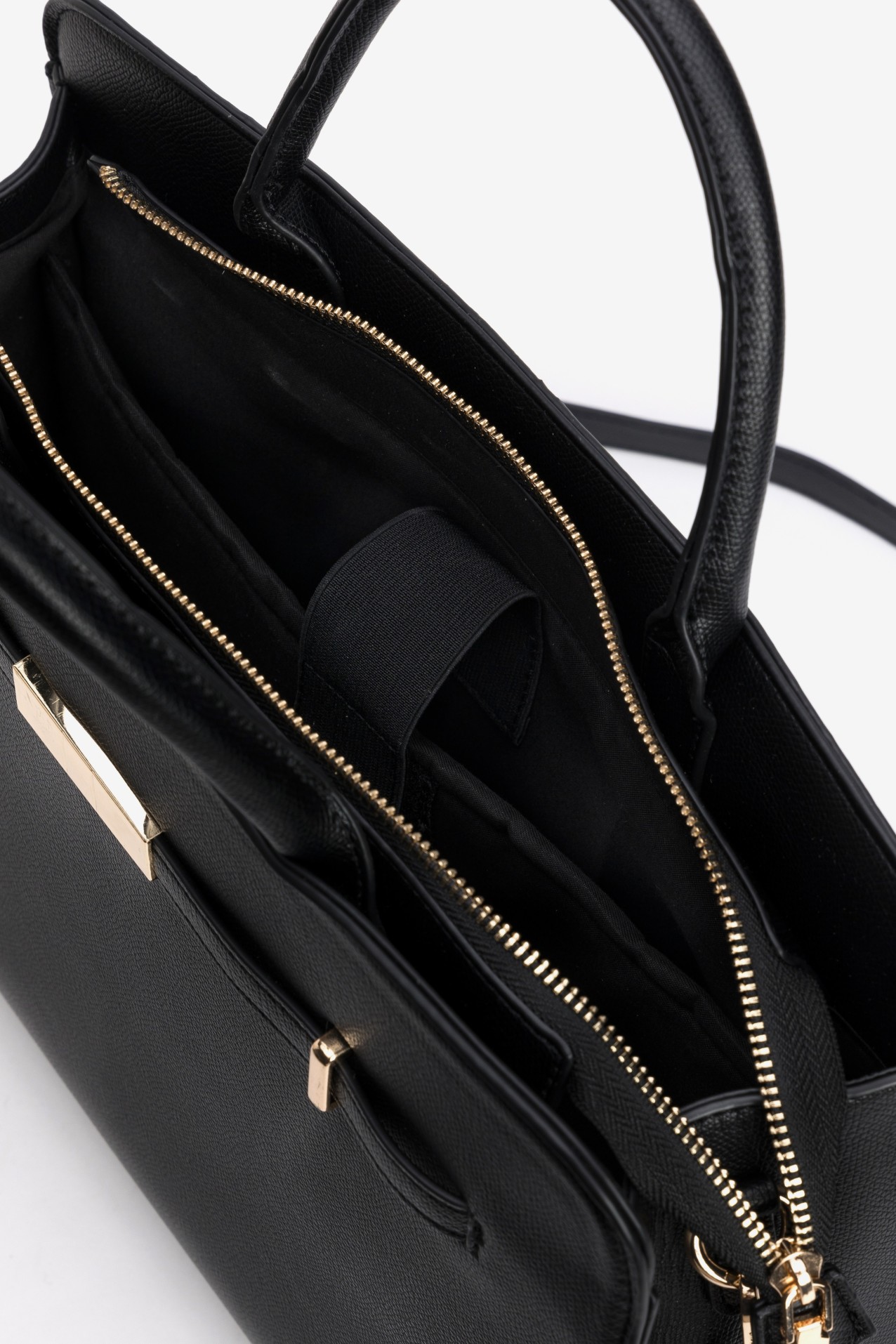 Black Handbag with Gold Details