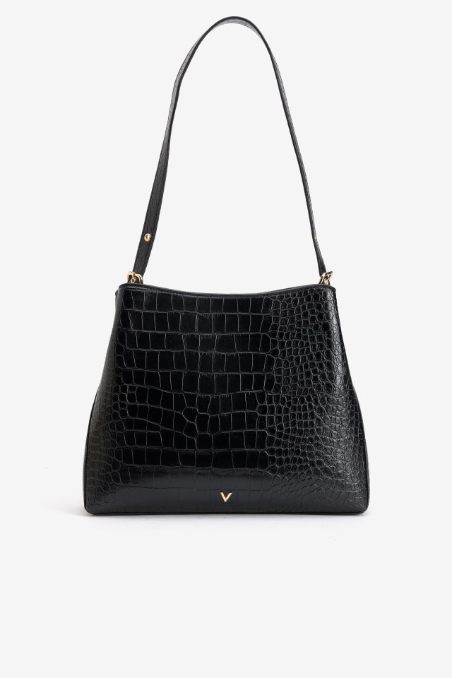 Black Croc Effect Handbag