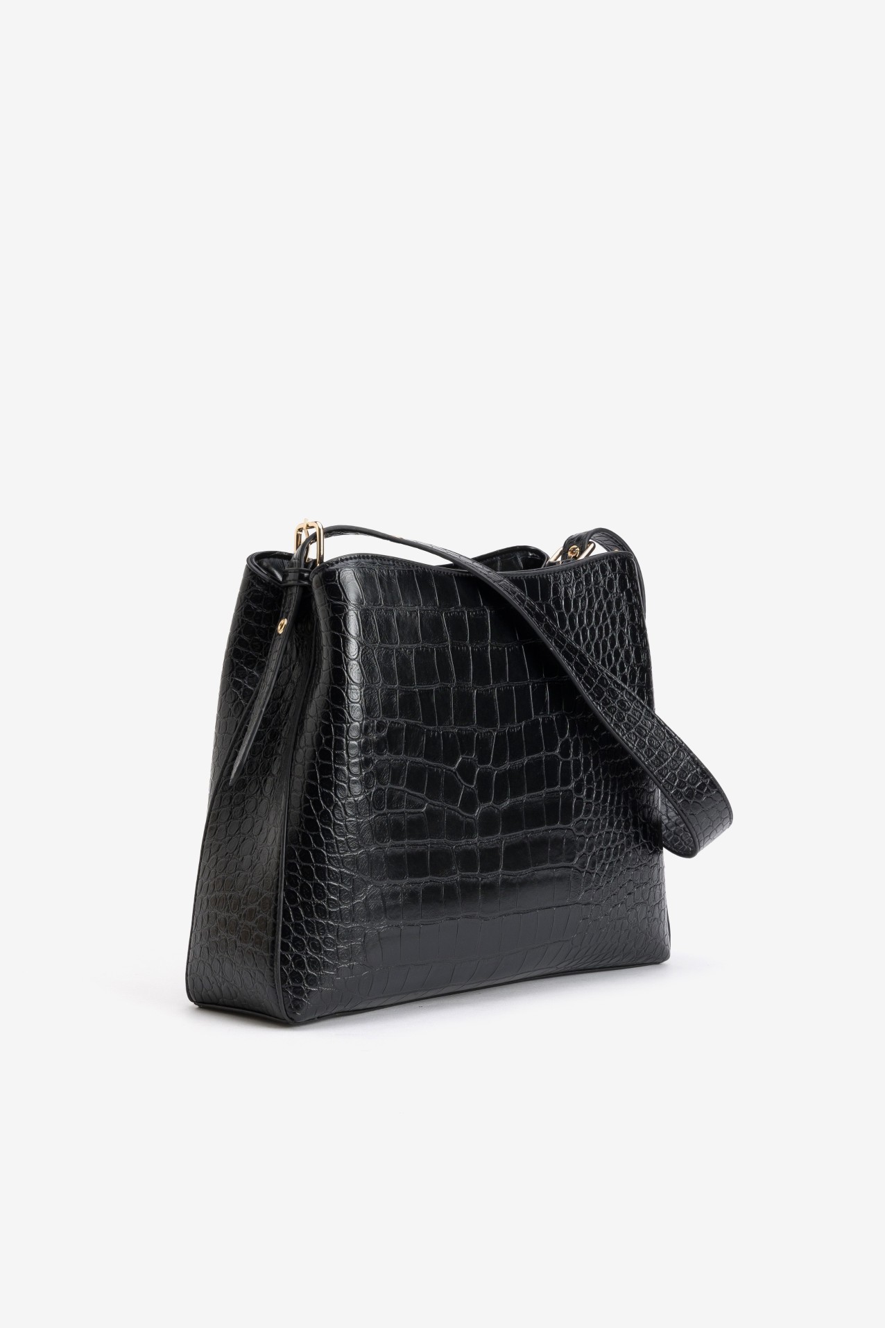 Black Croc Effect Handbag