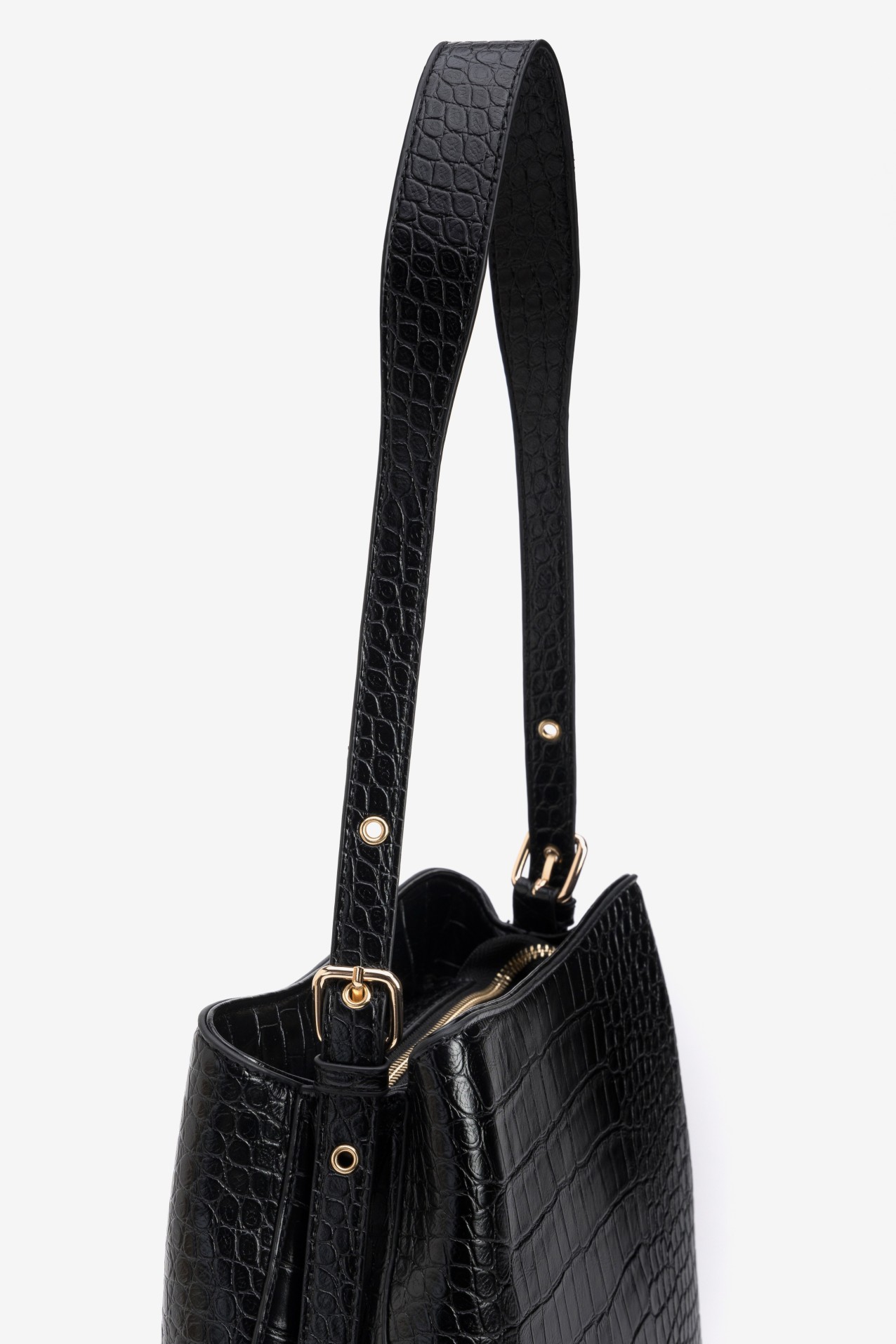 Black Croc Effect Handbag