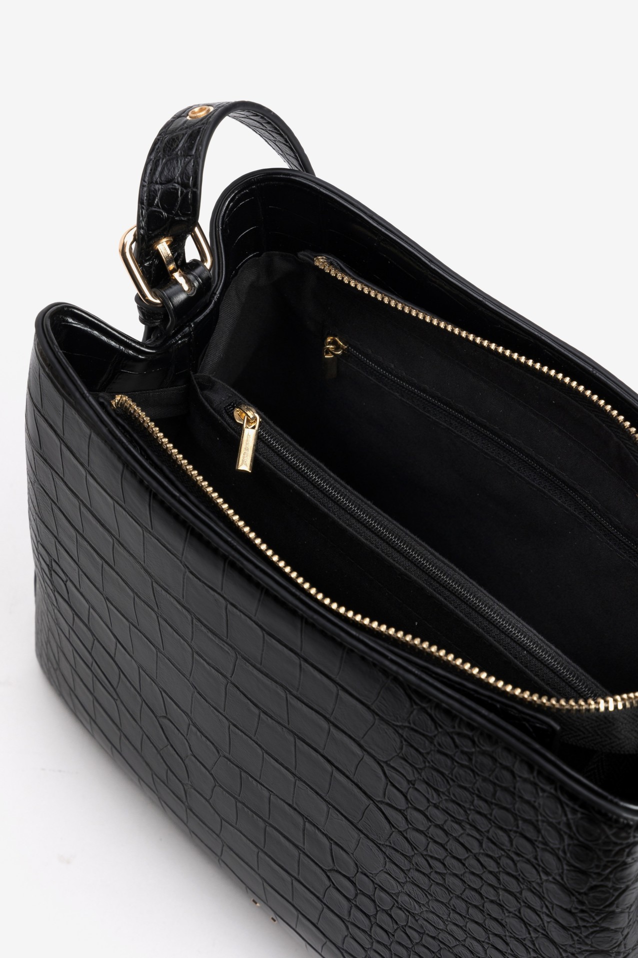 Black Croc Effect Handbag
