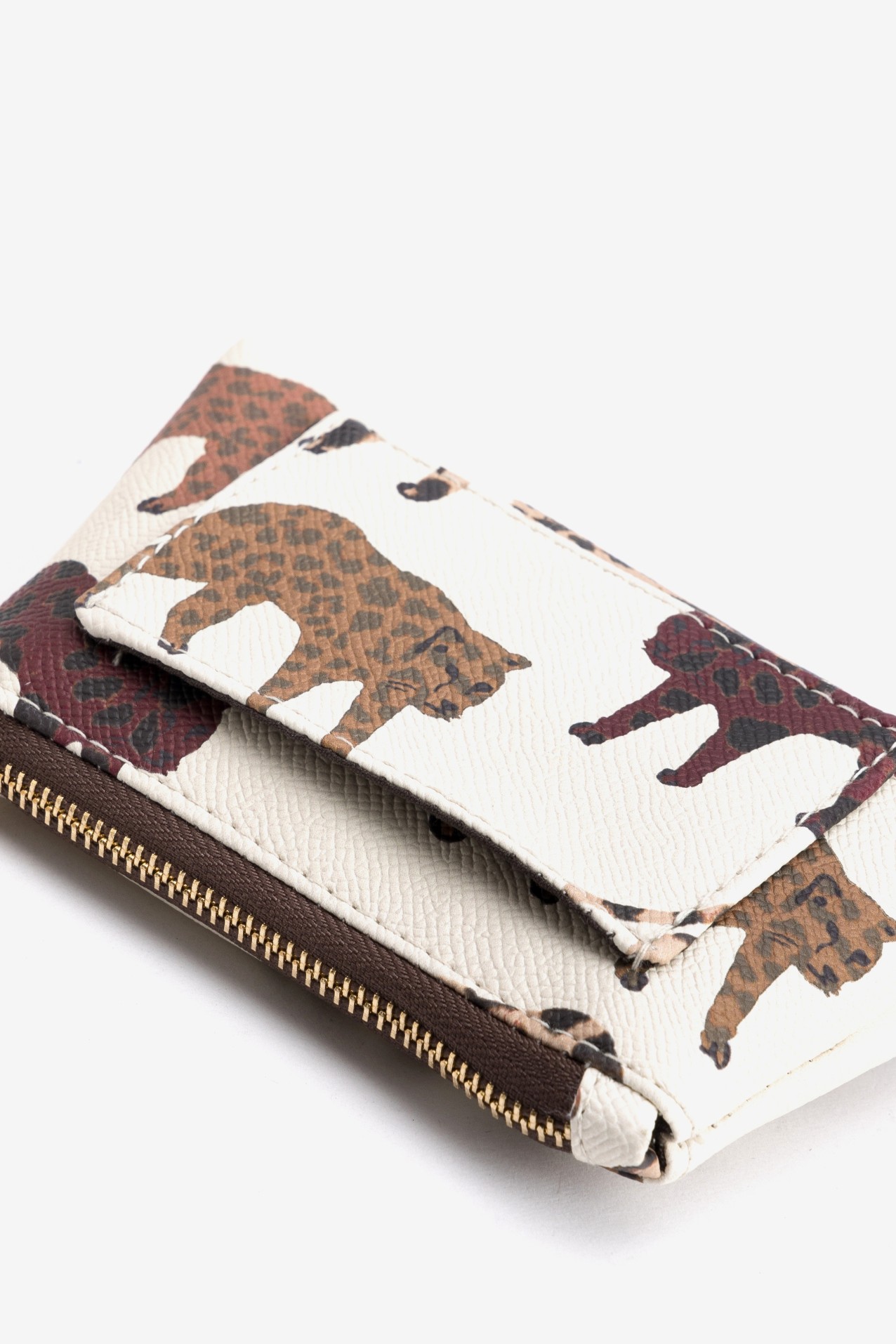 Beige Purse With Feline Print