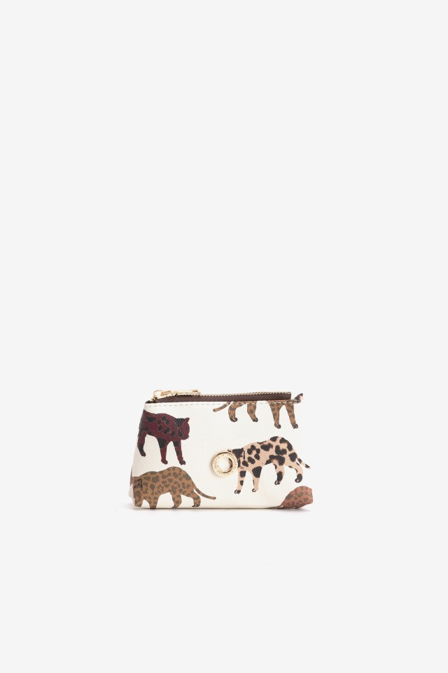 Beige Purse With Feline Print