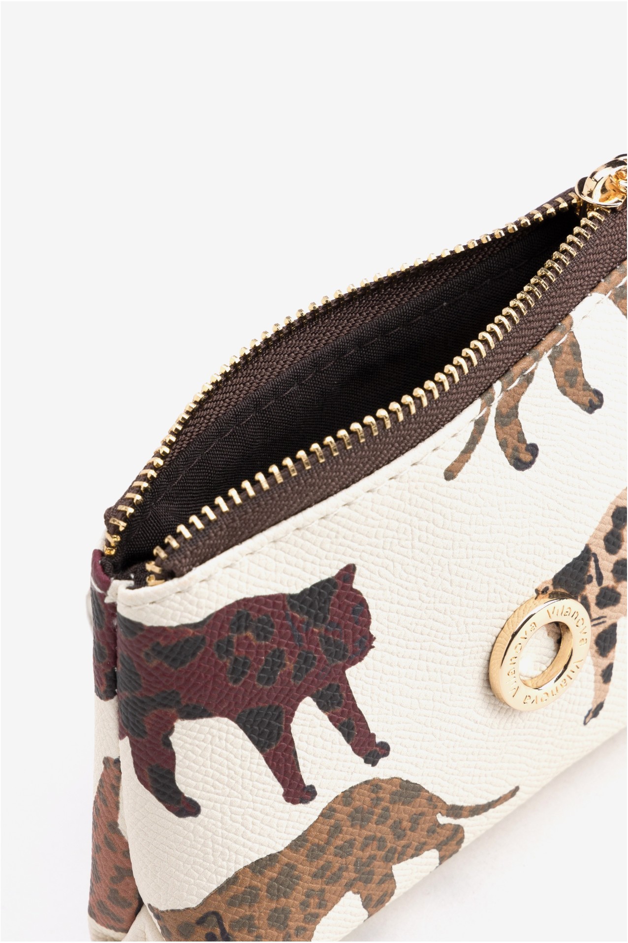 Beige Purse With Feline Print
