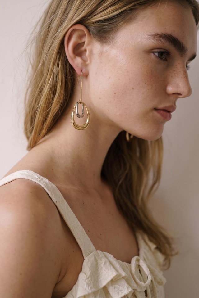 Gold and Silver Drop Earrings