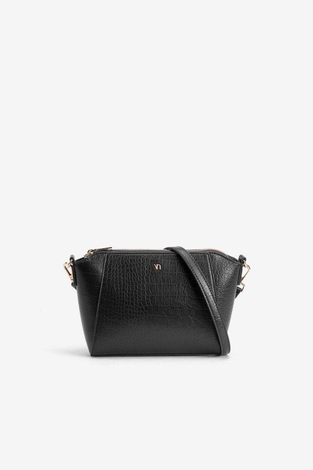 Black Textured Wallet Bag
