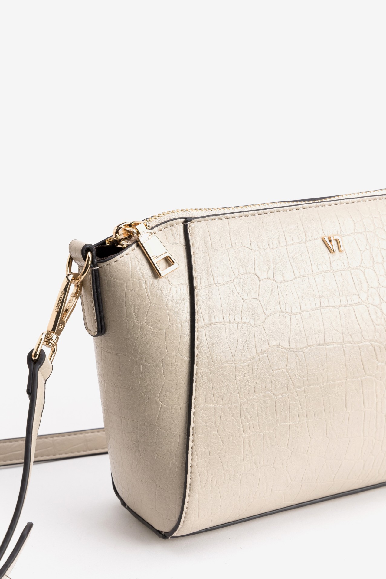 Beige Textured Crossbody Bag