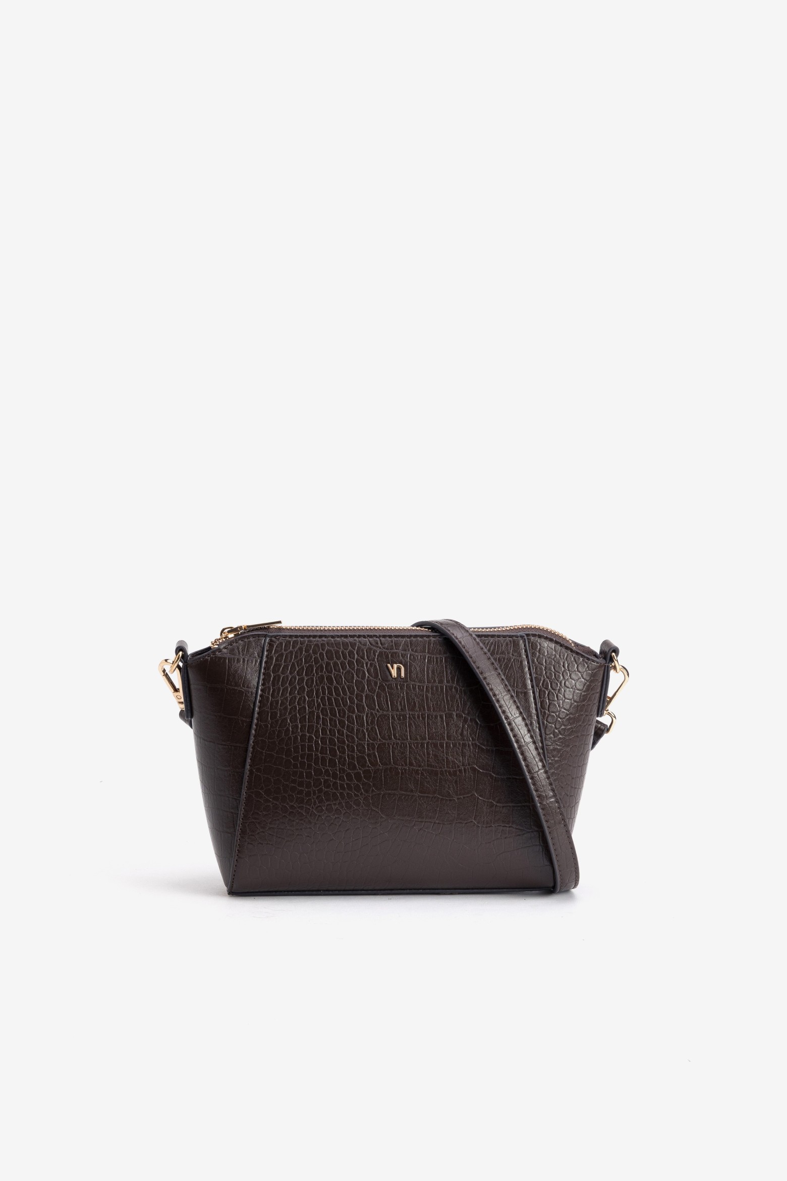 Bolso marrón textura cocodrilo