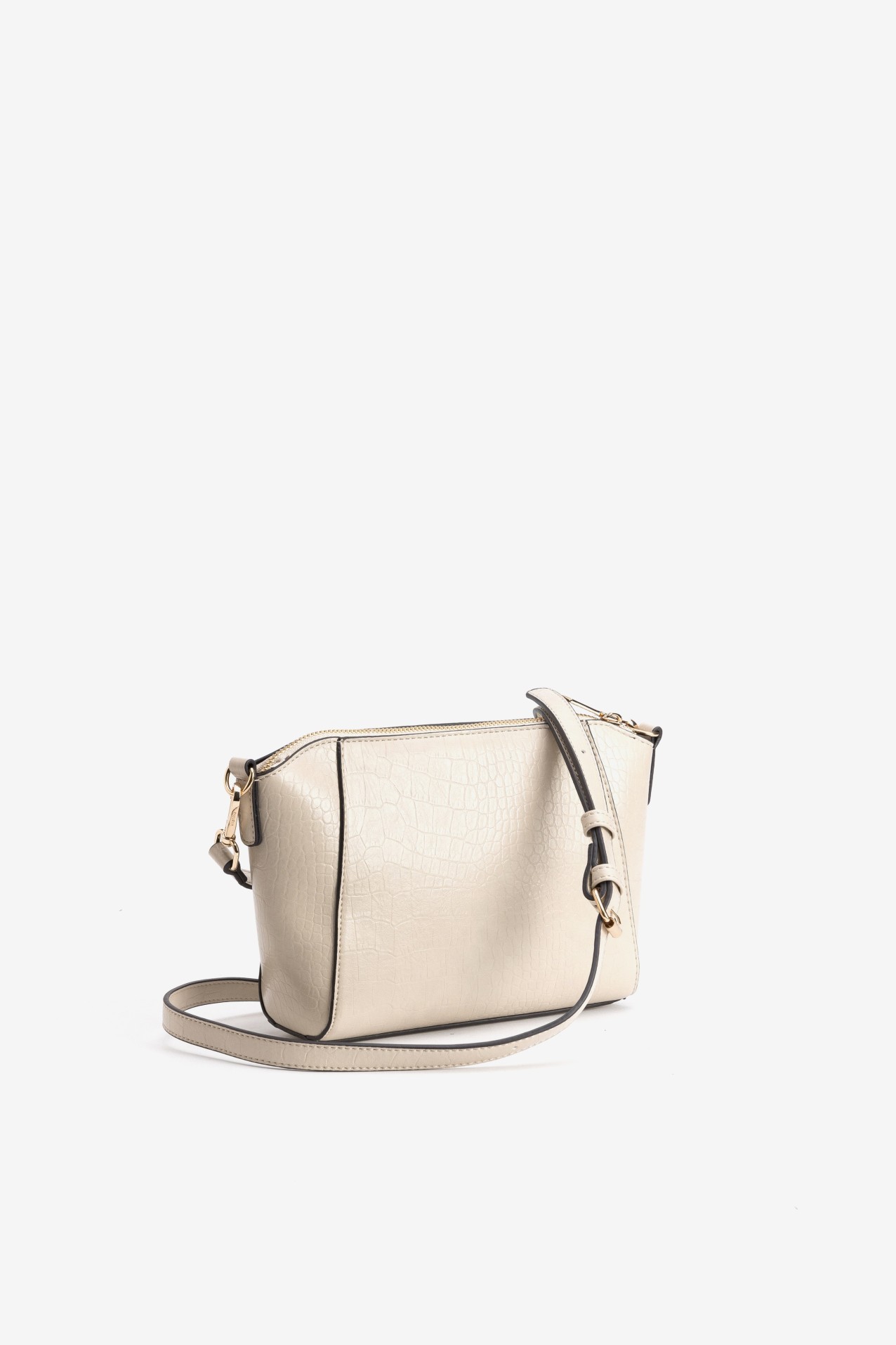 Beige Textured Crossbody Bag