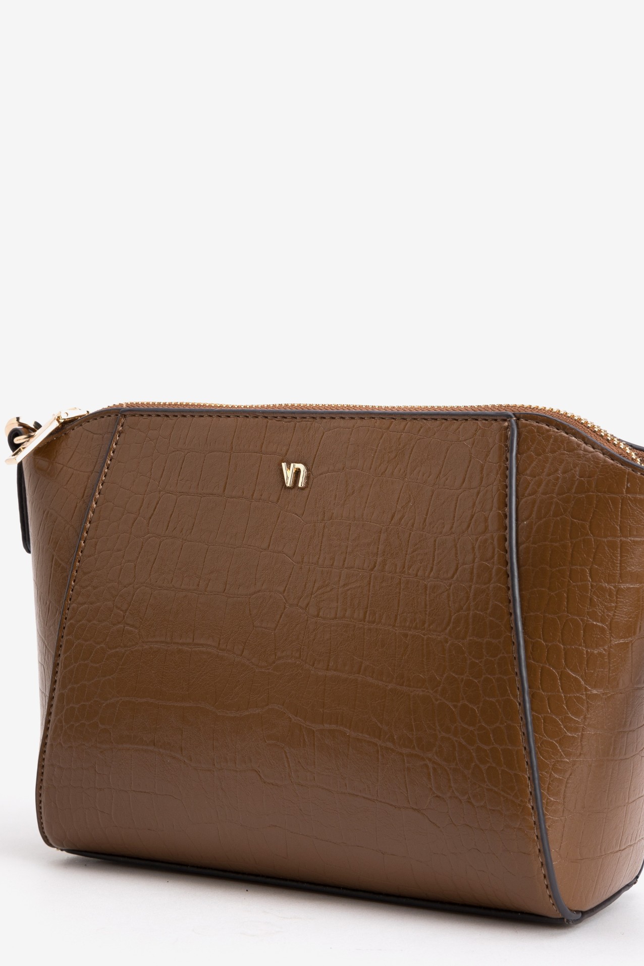 Brown Textured Wallet Bag