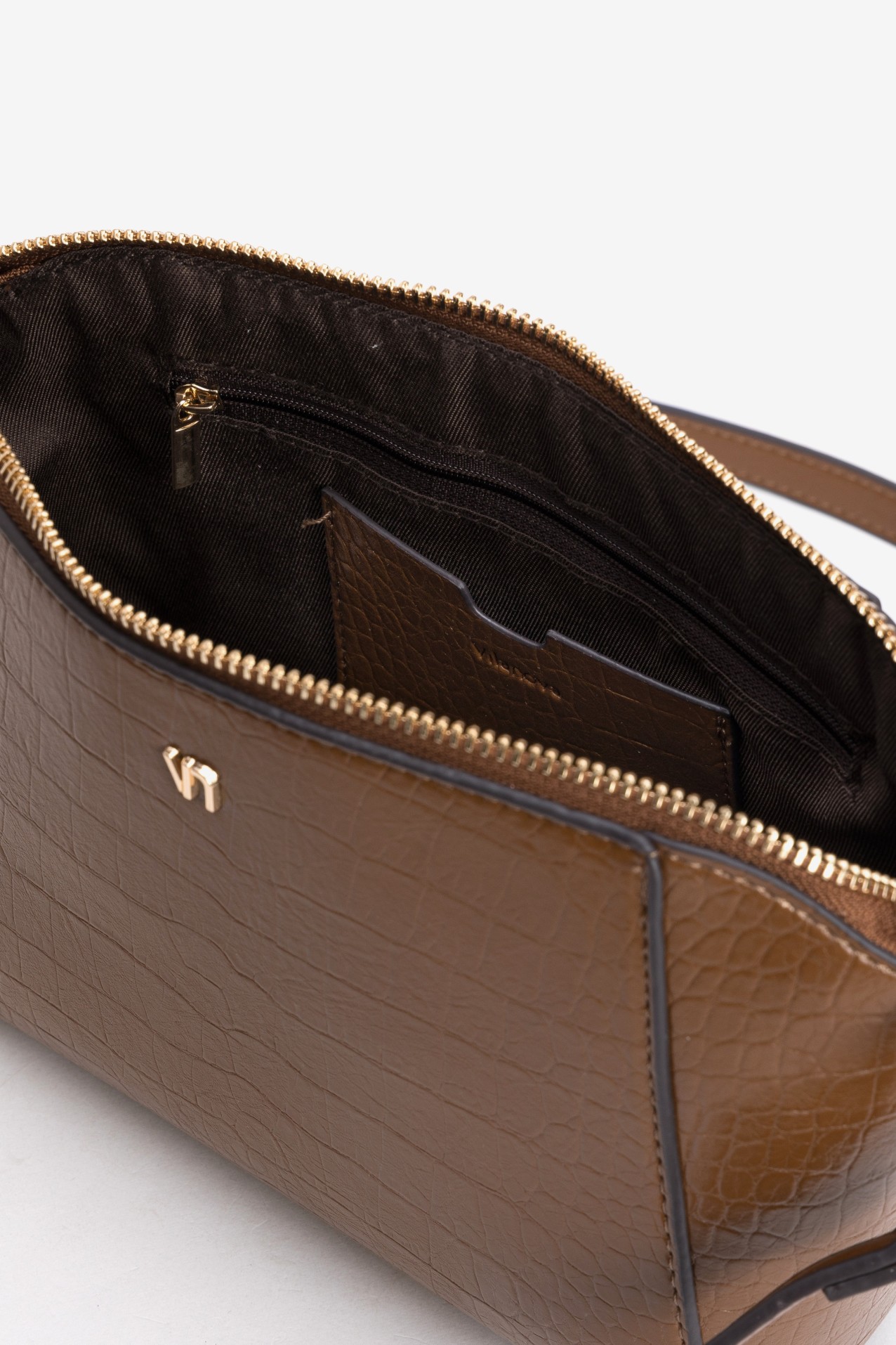 Brown Textured Wallet Bag